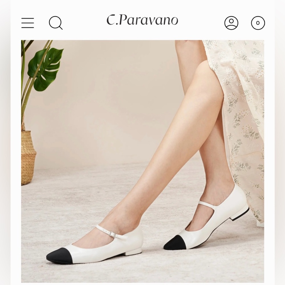 NWT C. Paravano White‎ and Black Mary Jane Shoe - Size 38 European